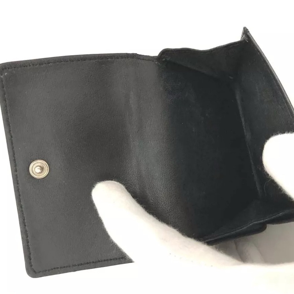 Authentic BALENCIAGA Logo Glitter Leather Trifold Wallet Black with box - Picture 6 of 15
